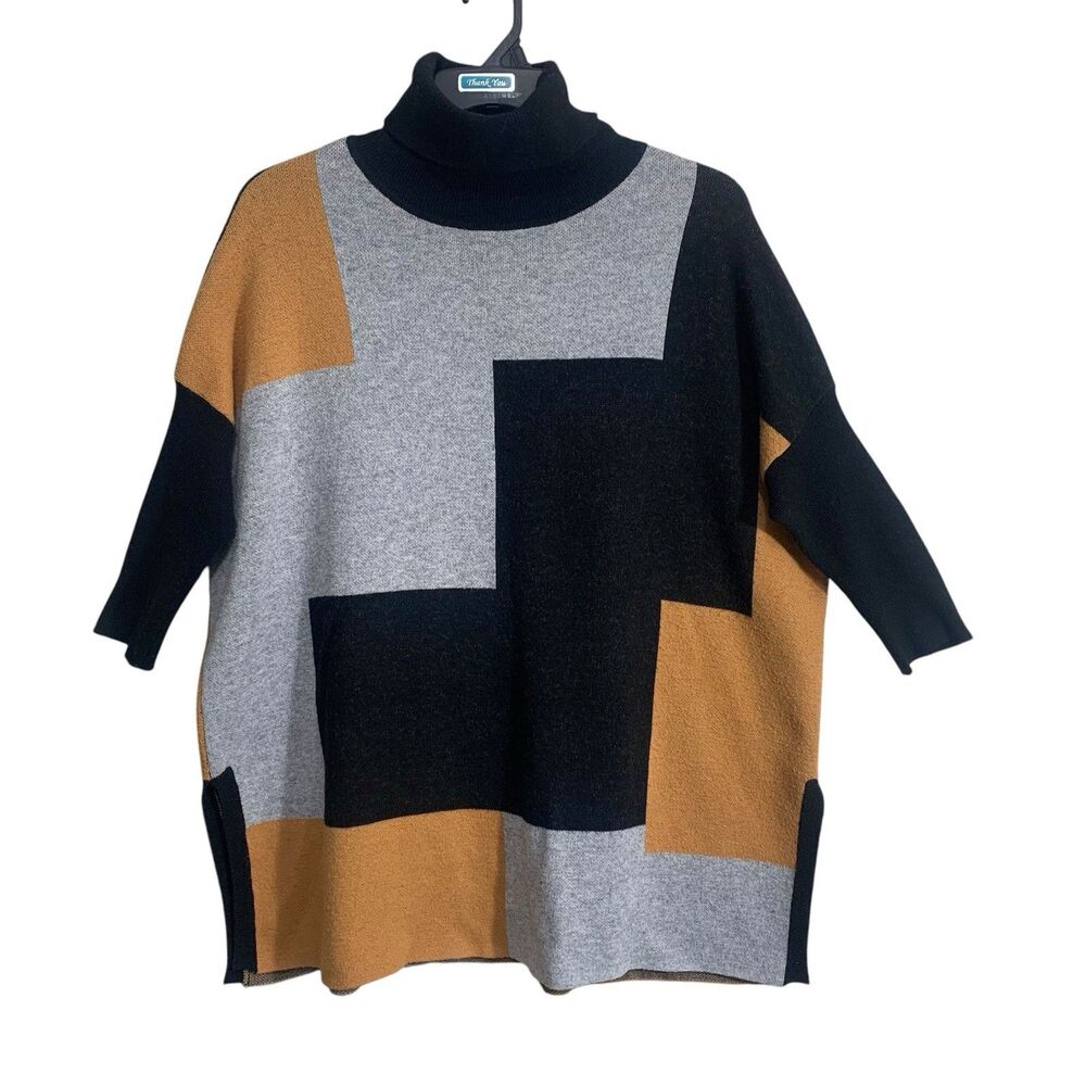 Funsport Turtleneck Sweater Womens Size Medium Multicolor Long Sleeve Oversize